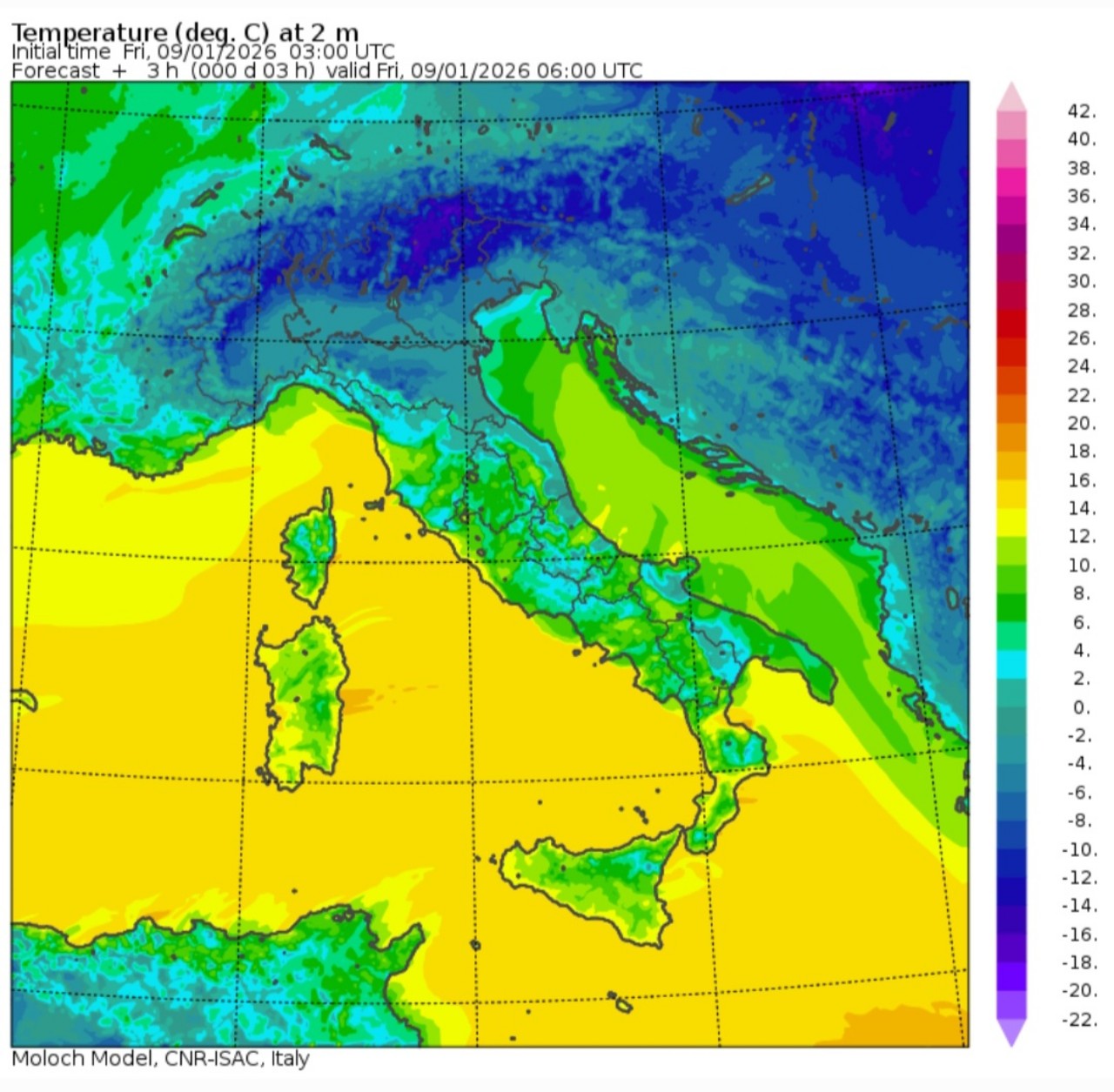 Temperature minime 9 gennaio