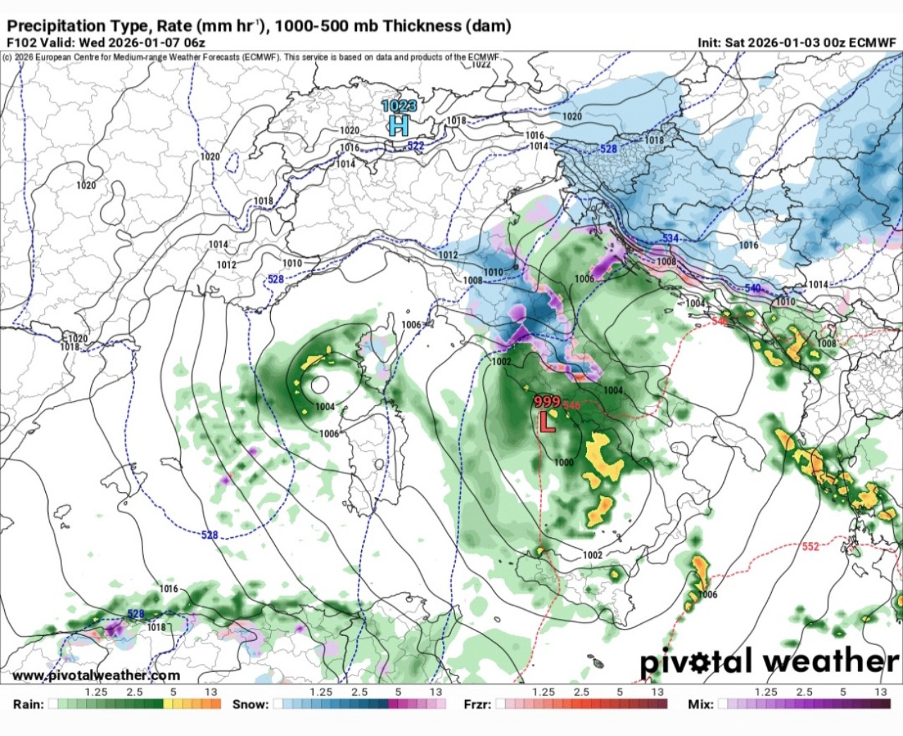 Tipo di precipitazioni 7 gennaio