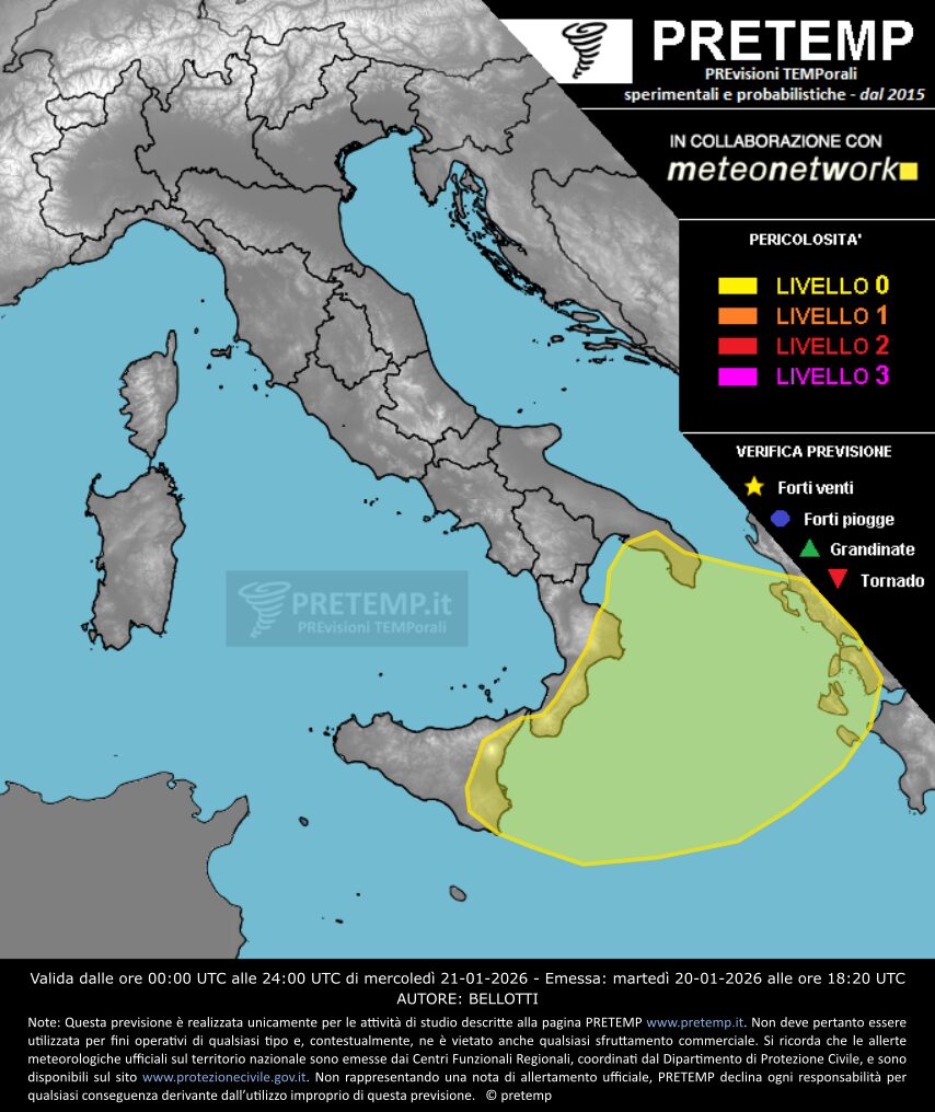 allerta meteo 21 gennaio 2026