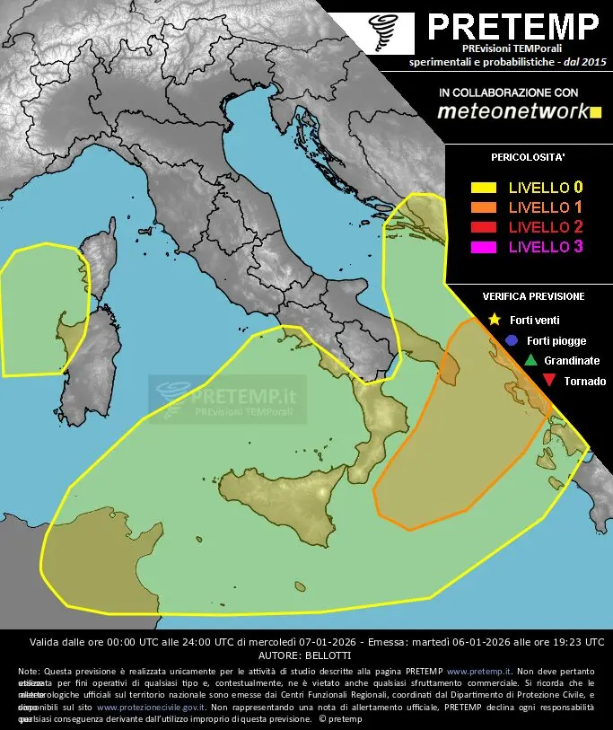 allerta meteo 7 gennaio