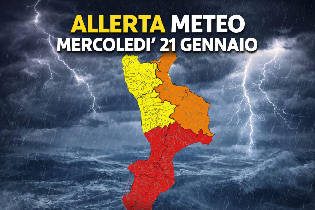 allerta meteo calabria 21 gennaio 2026