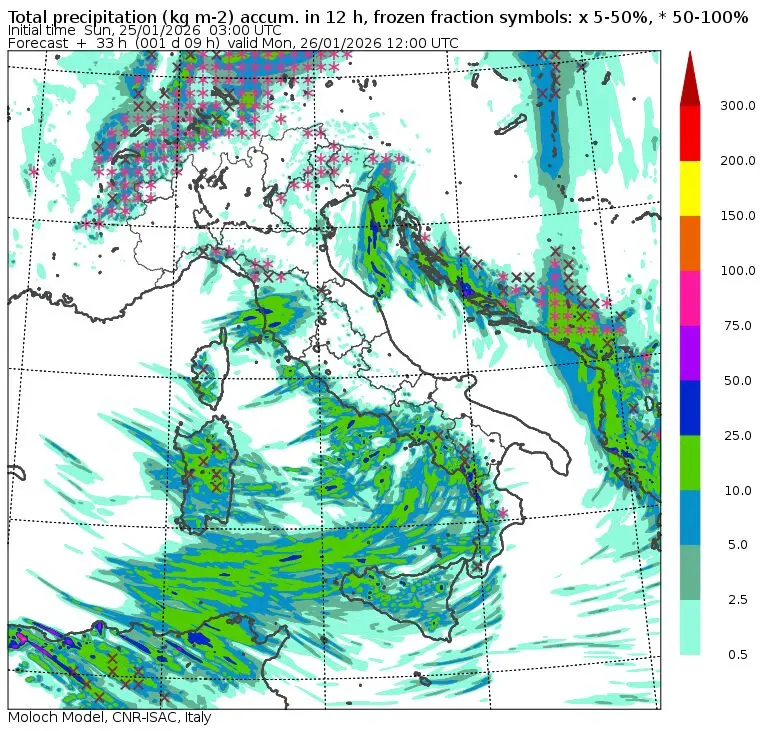allerta meteo lunedì 26 gennaio mattina