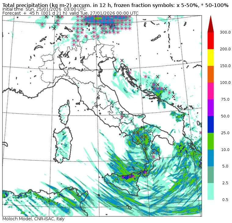 allerta meteo lunedì 26 gennaio sera