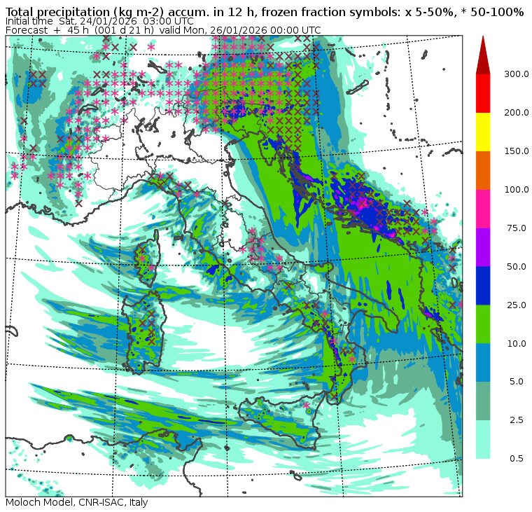 allerta meteo piogge domenica 25 gennaio sera