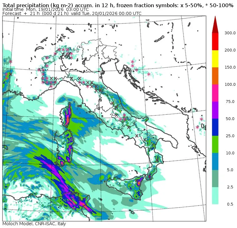 allerta meteo piogge lunedì 19 sera