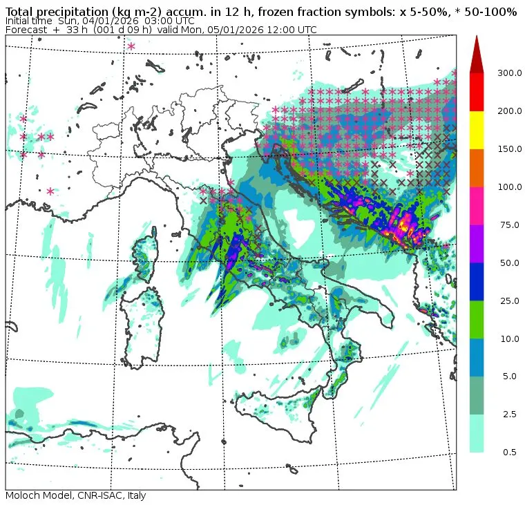 allerta meteo piogge lunedì 5 gennaio