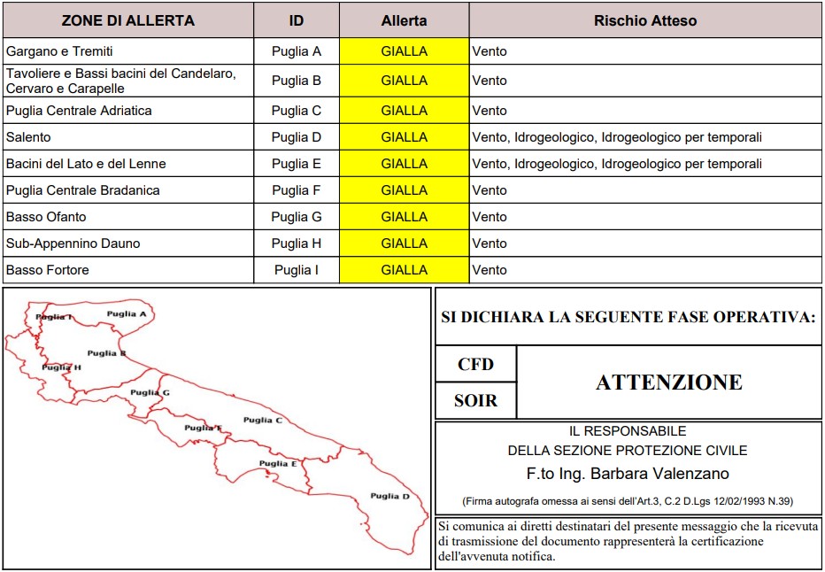 allerta meteo puglia 1 febbraio