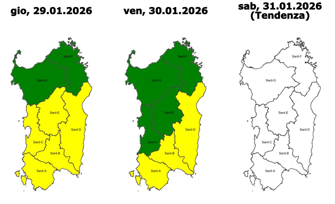 allerta meteo sardegna 29-30 gennaio