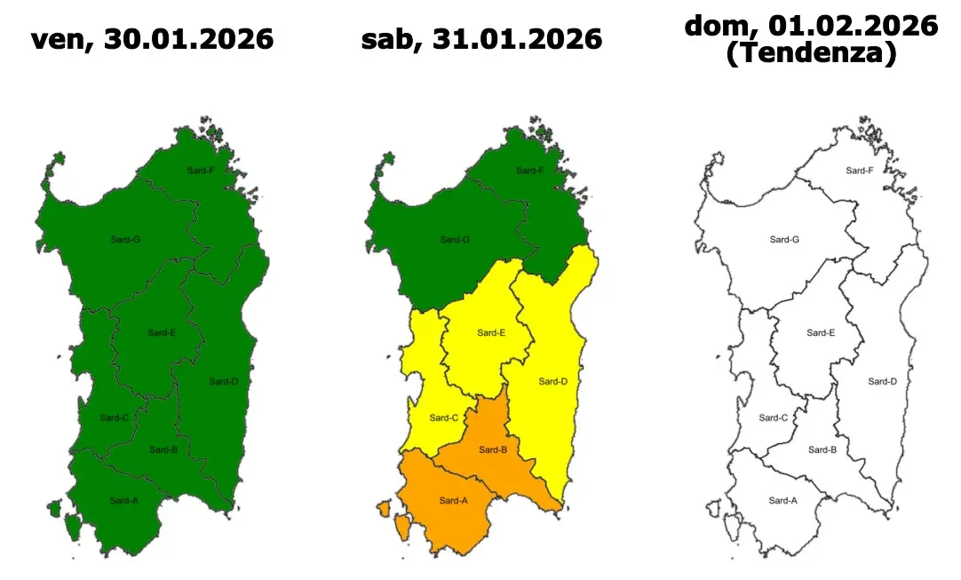 allerta meteo sardegna 31 gennaio