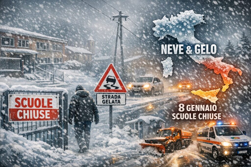 allerta meteo scuole chiuse 8 gennaio 2026
