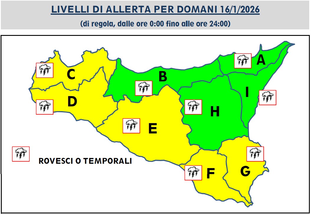 allerta meteo sicilia 16 gennaio