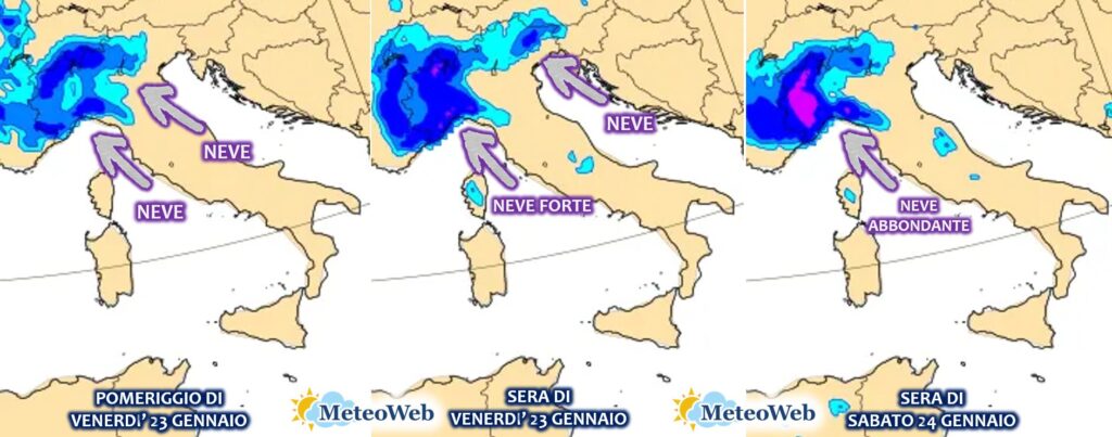 allerta neve 23 e 24 gennaio nord italia