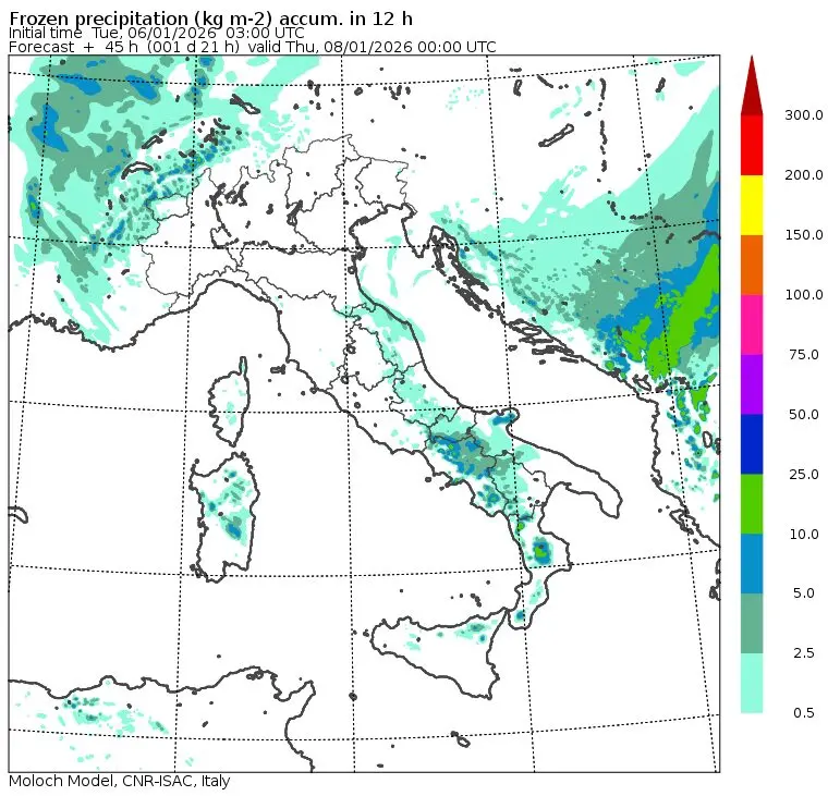 allerta neve mercoledì sera