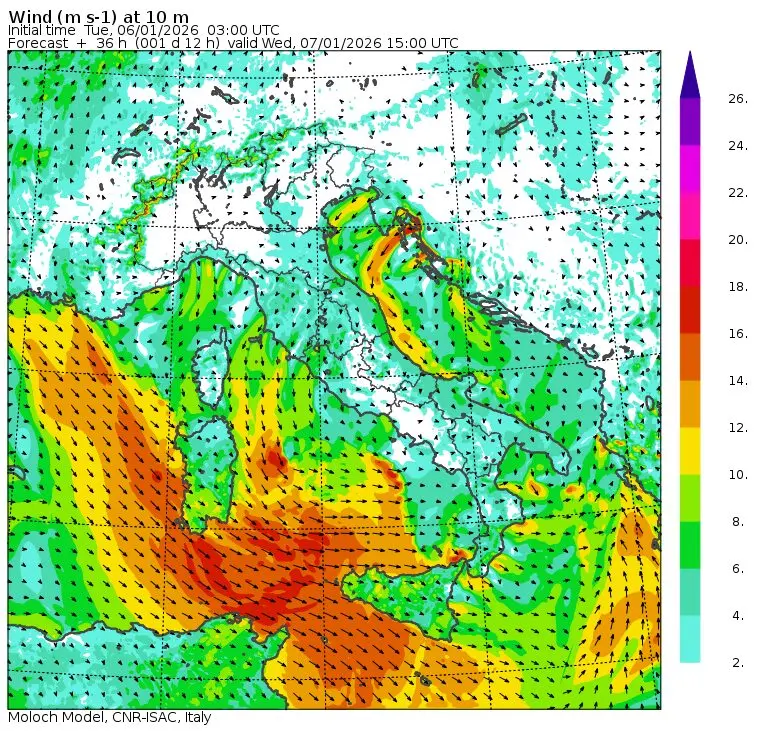 allerta vento mercoledì pomeriggio ore 16