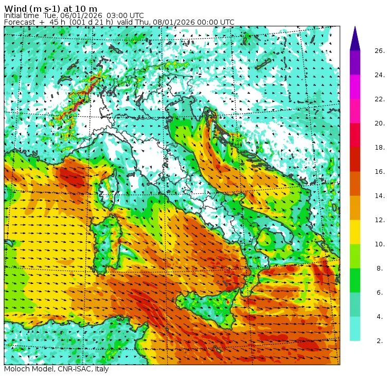 allerta vento notte tra mercoledì e giovedì