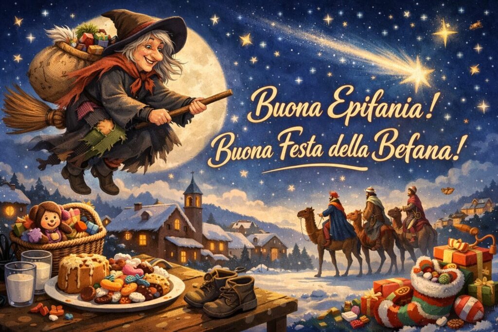 auguri epifania buona festa della befana 2026 immagini frasi