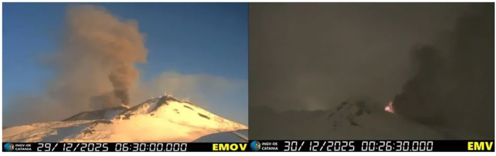 eruzione etna 29-30 dicembre 2025