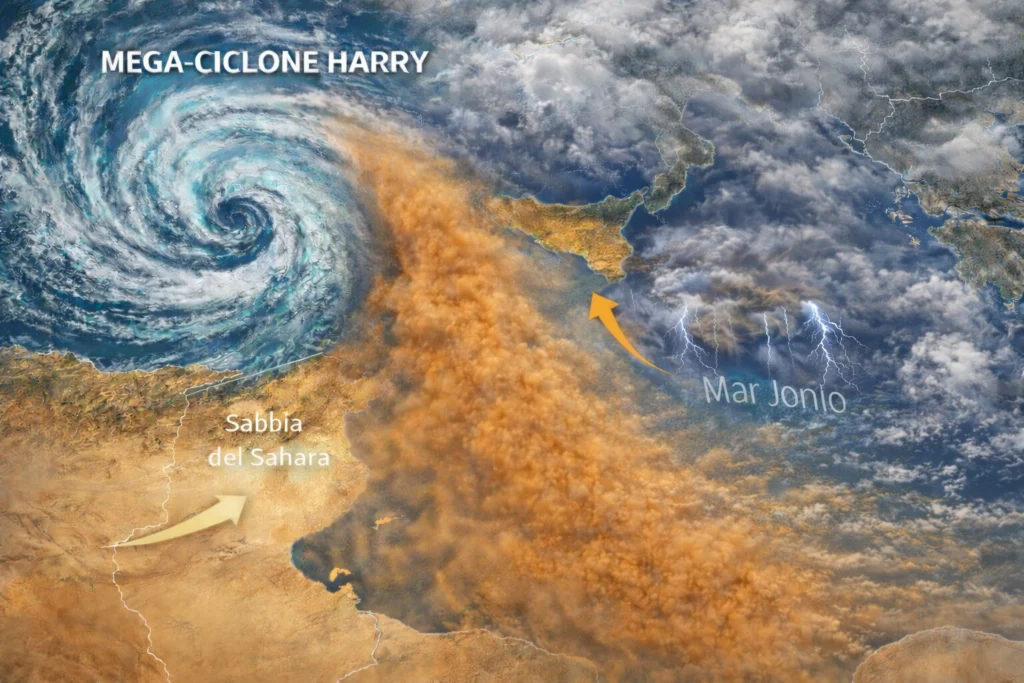 sabbia del sahara mega ciclone harry