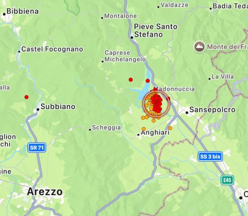 sciame sismico val tiberina toscana