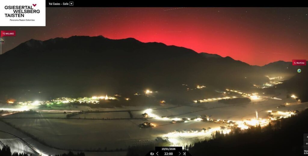 tempesta geomagentica aurora italia alpi