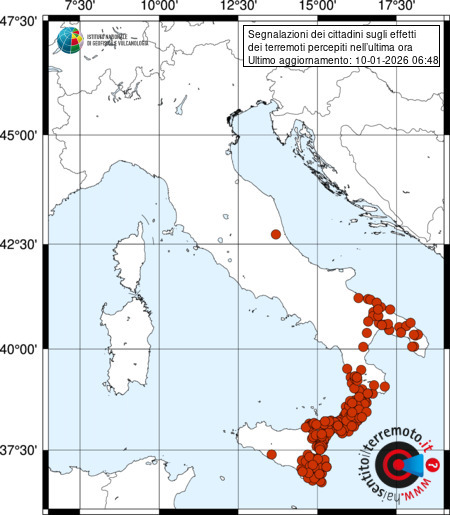 terremoto 10 gennaio 2026 calabria sicilia puglia