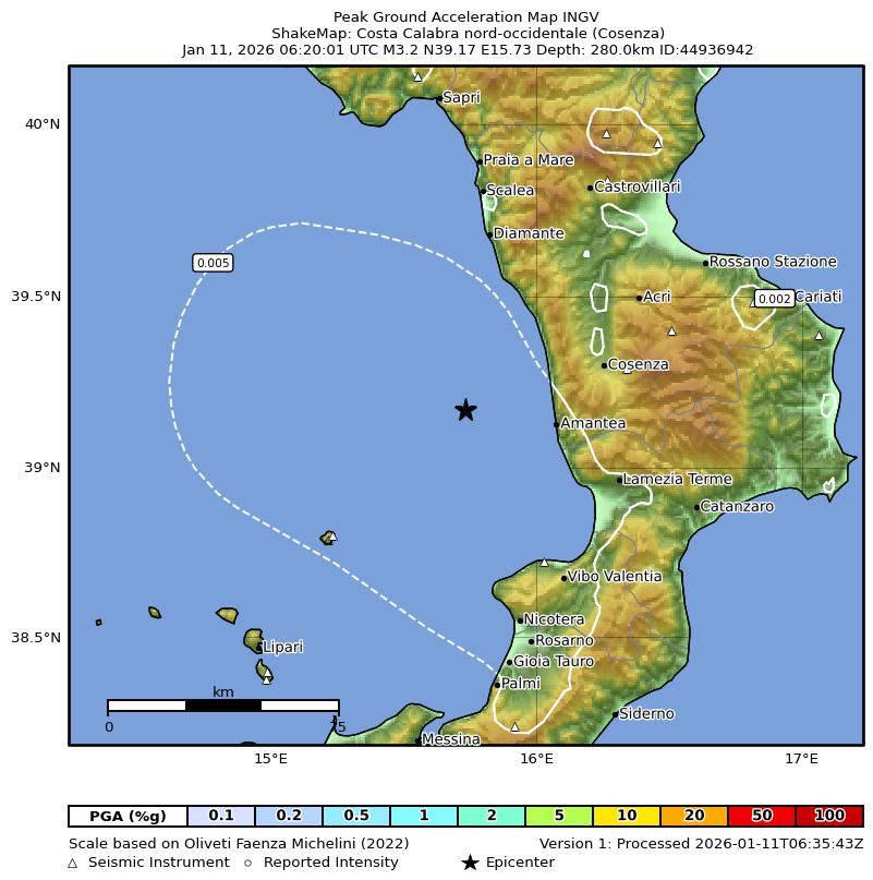 terremoto tirreno calabria cosentino