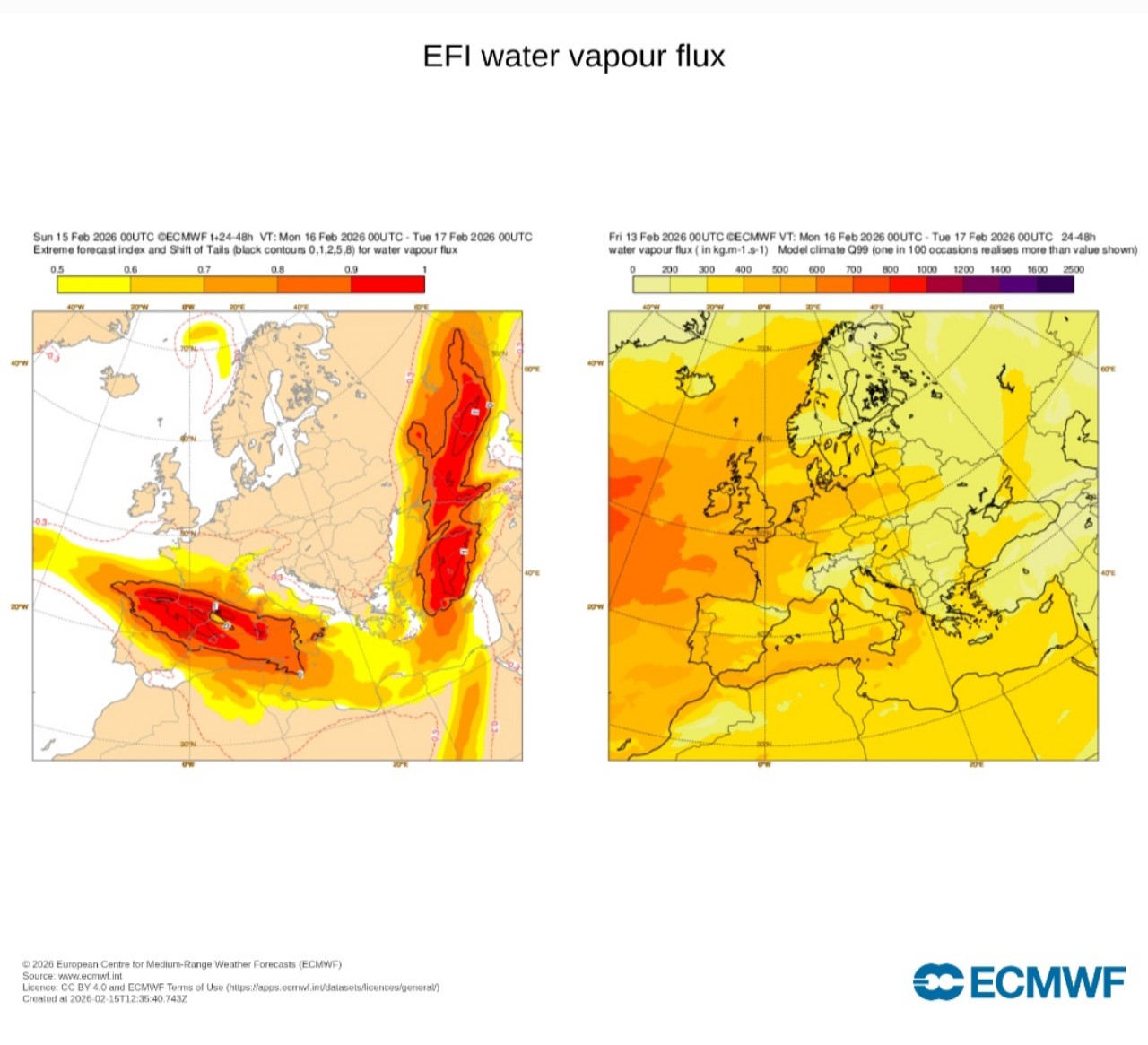 Flusso vapore Efi ECMWF