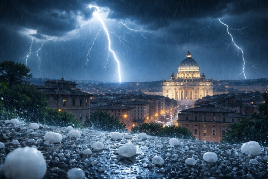 Grandine e fulmini Roma