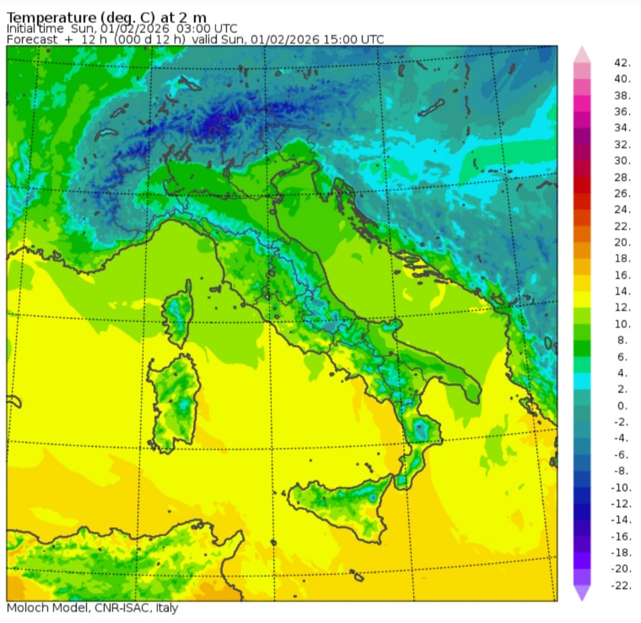 Temperature massime 1 febbraio