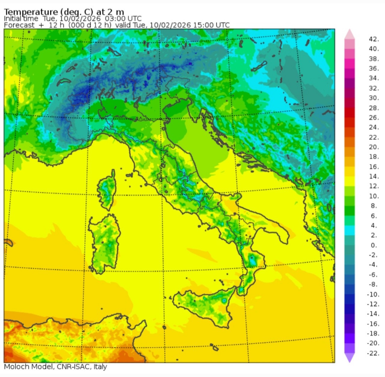 Temperature massime 10 febbraio