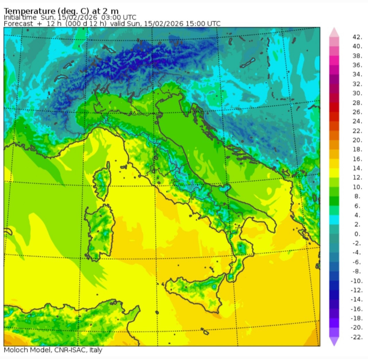 Temperature massime 15 febbraio