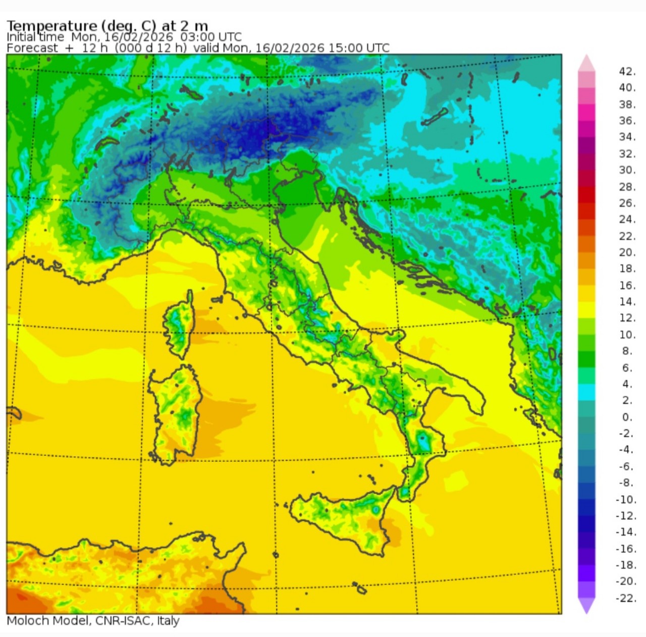 Temperature massime 16 febbraio