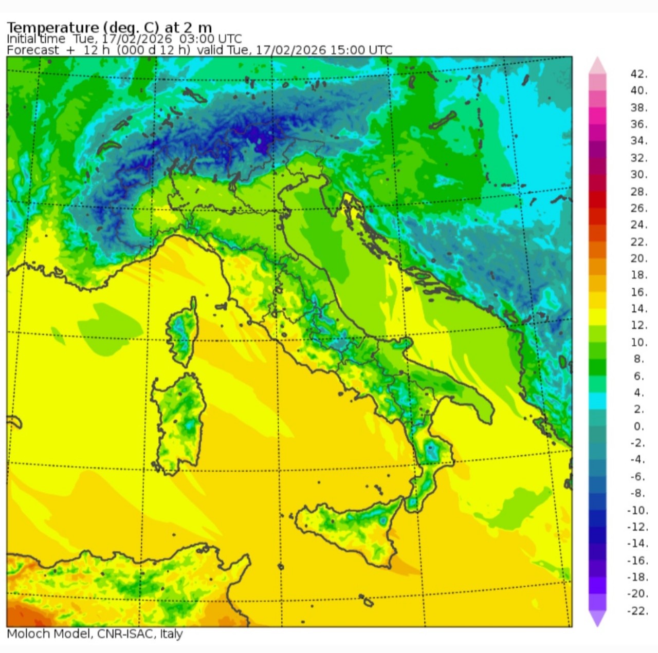 Temperature massime 17 febbraio
