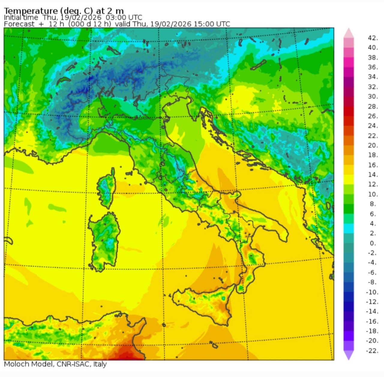 Temperature massime 19 febbraio