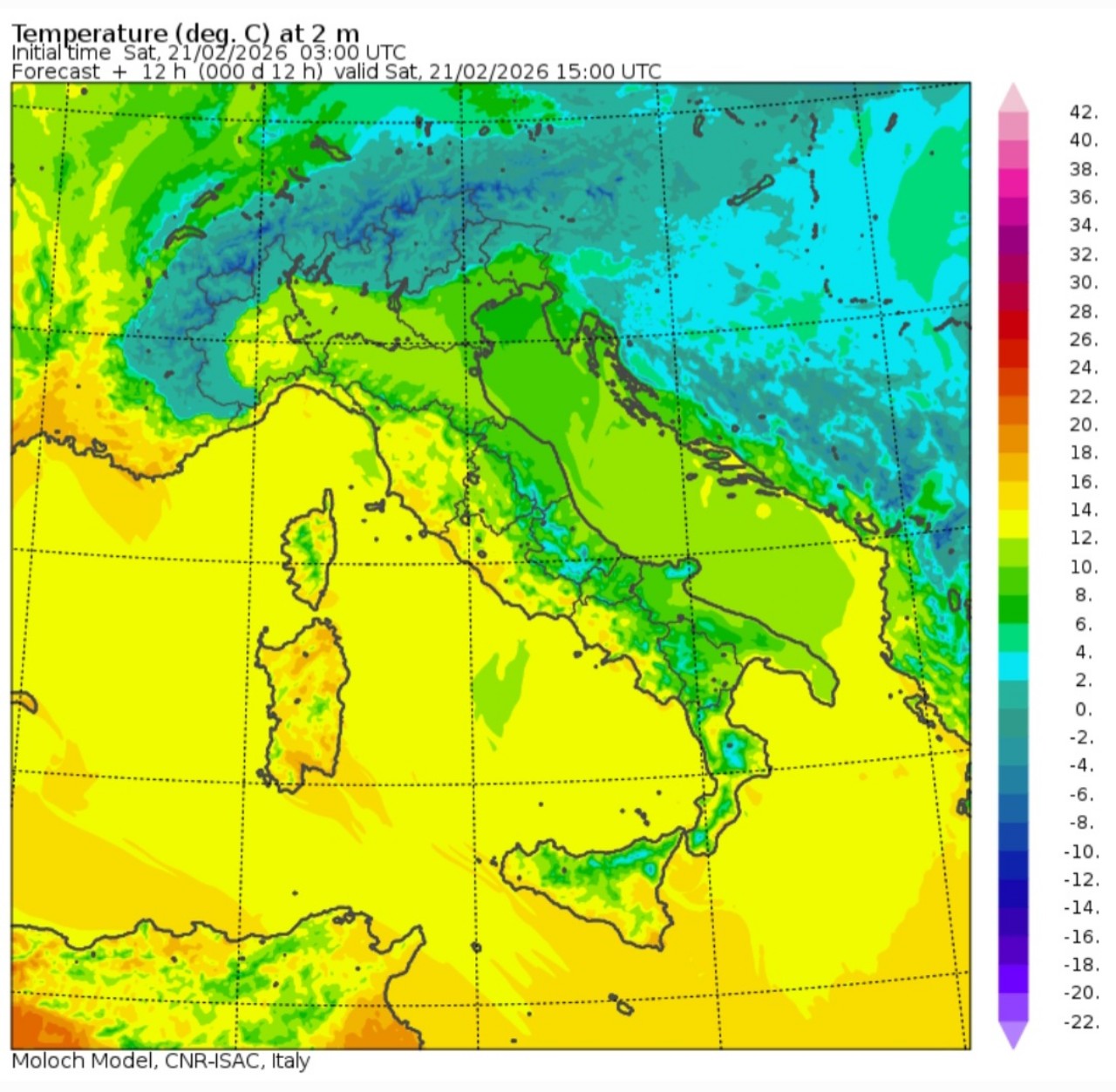 Temperature massime 21 febbraio