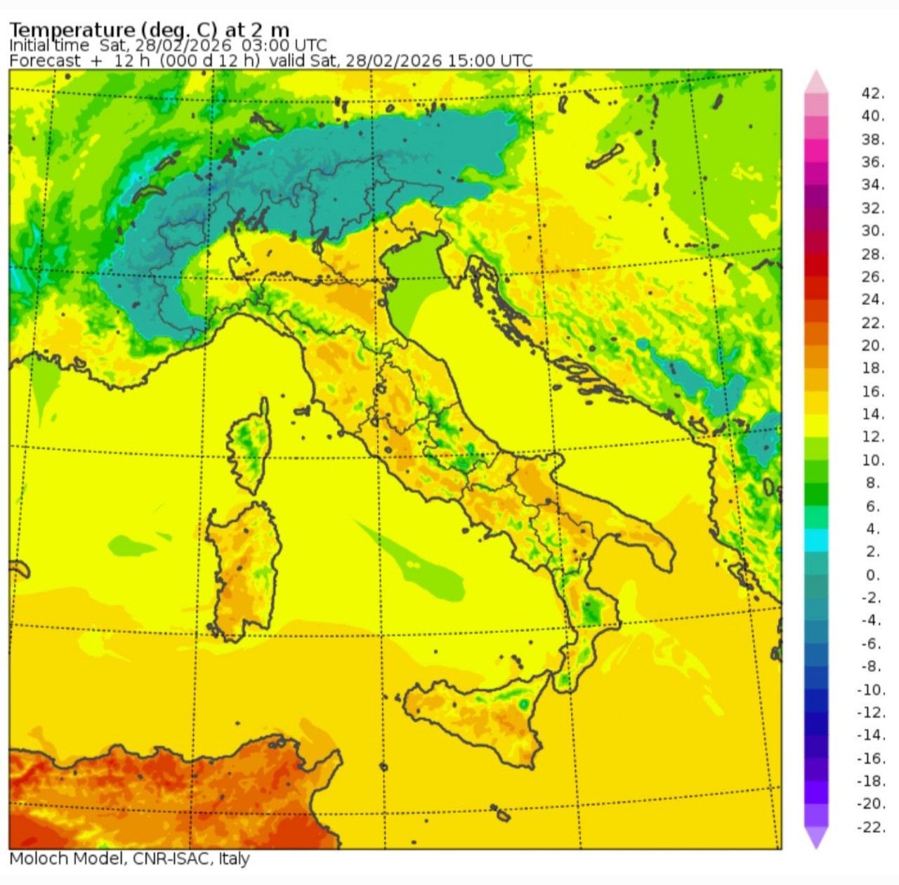 Temperature massime 28 febbraio
