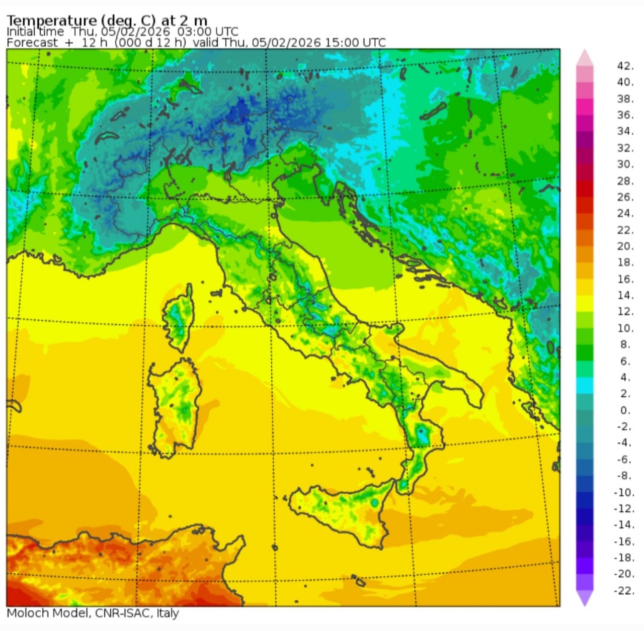 Temperature massime 5 febbraio