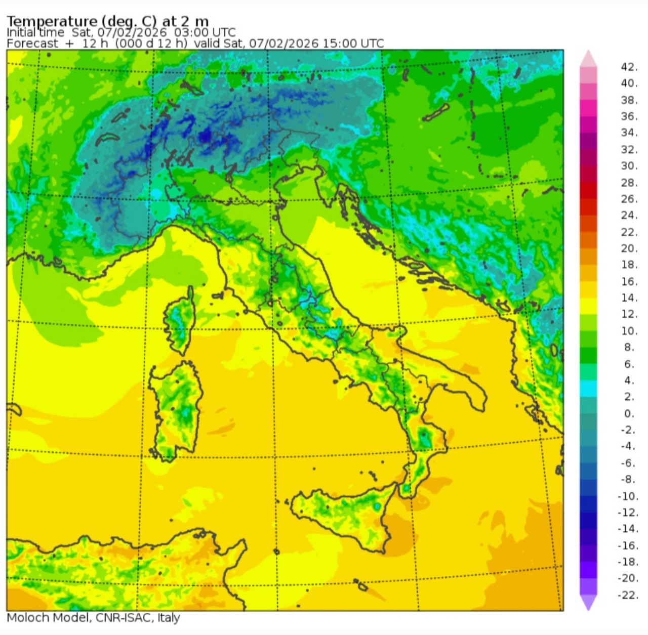 Temperature massime 7 febbraio