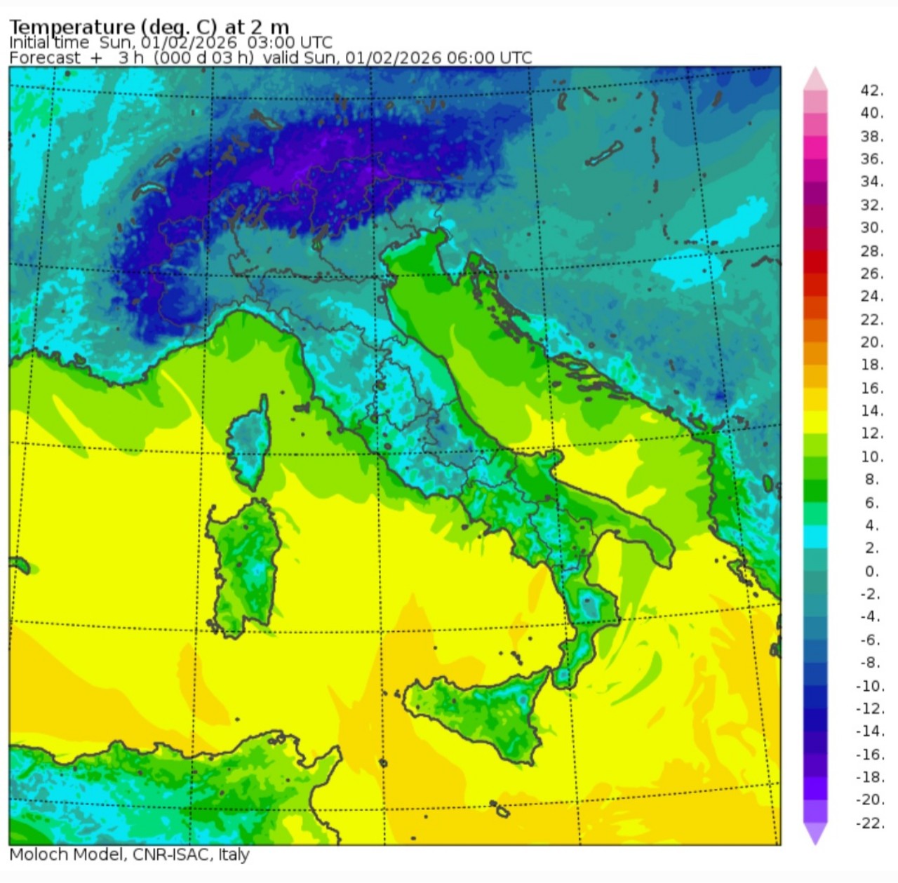 Temperature minime 1 febbraio 