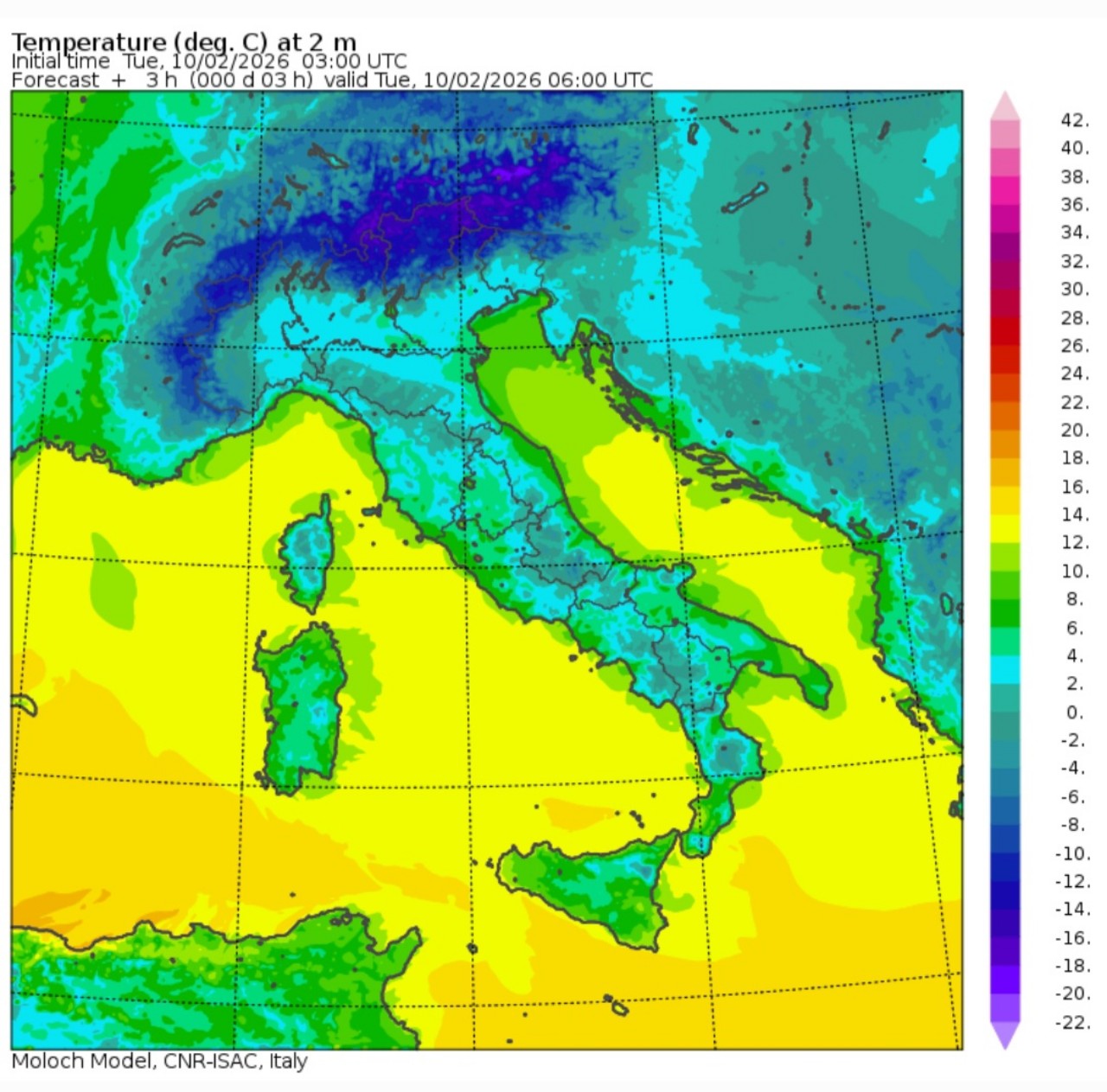 Temperature minime 10 febbraio 