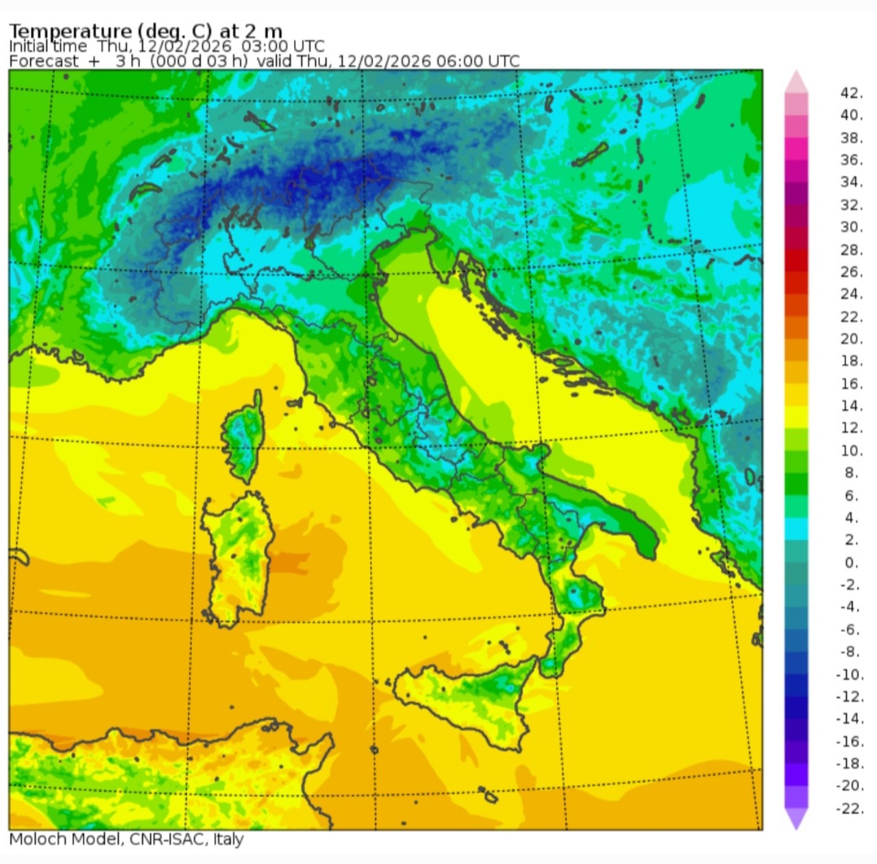 Temperature minime 12 febbraio 