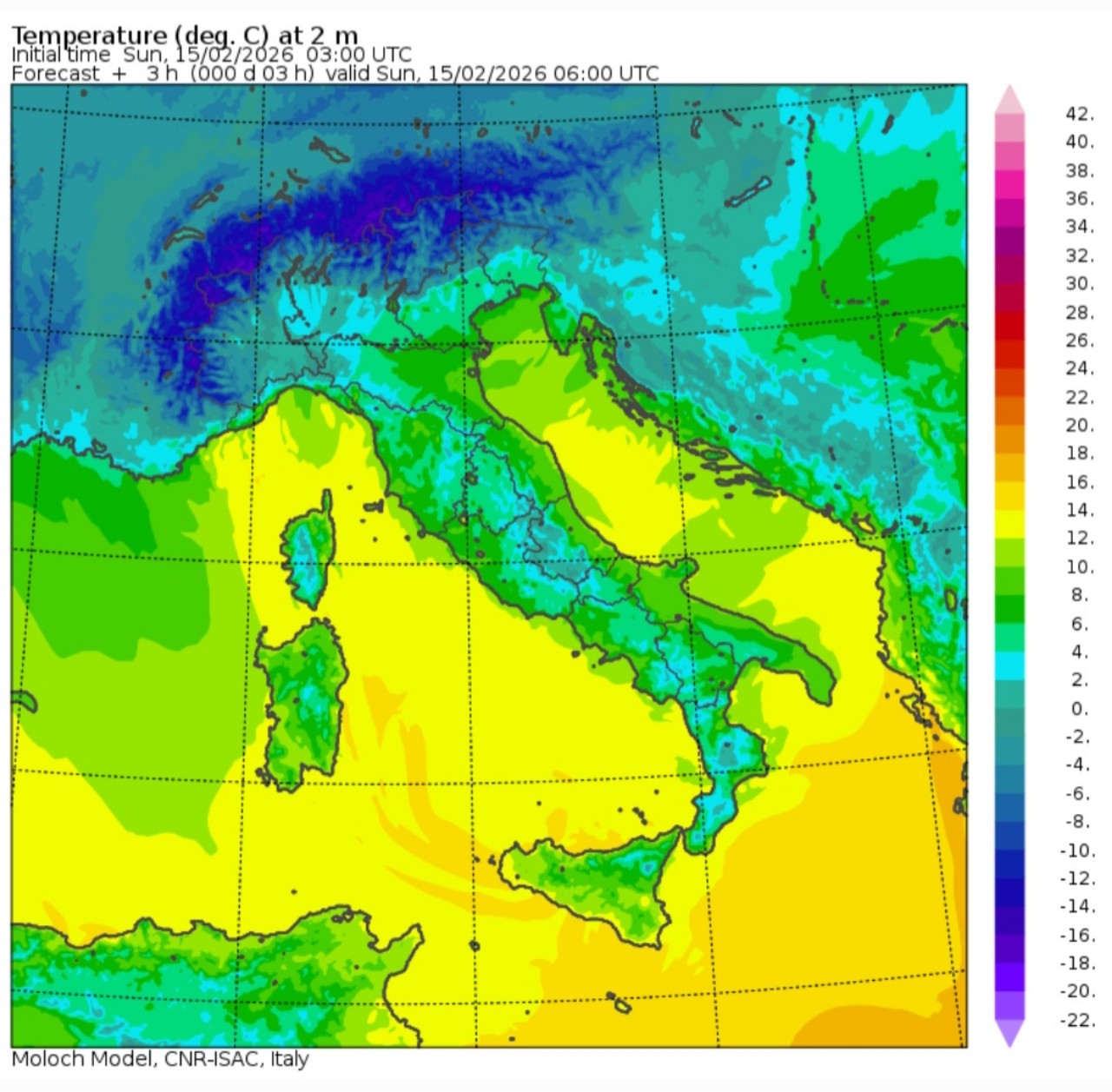 Temperature minime 15 febbraio 