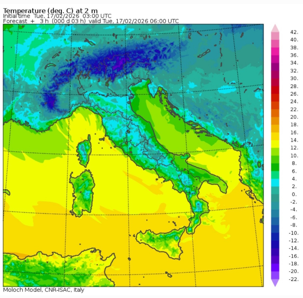 Temperature minime 17 febbraio 