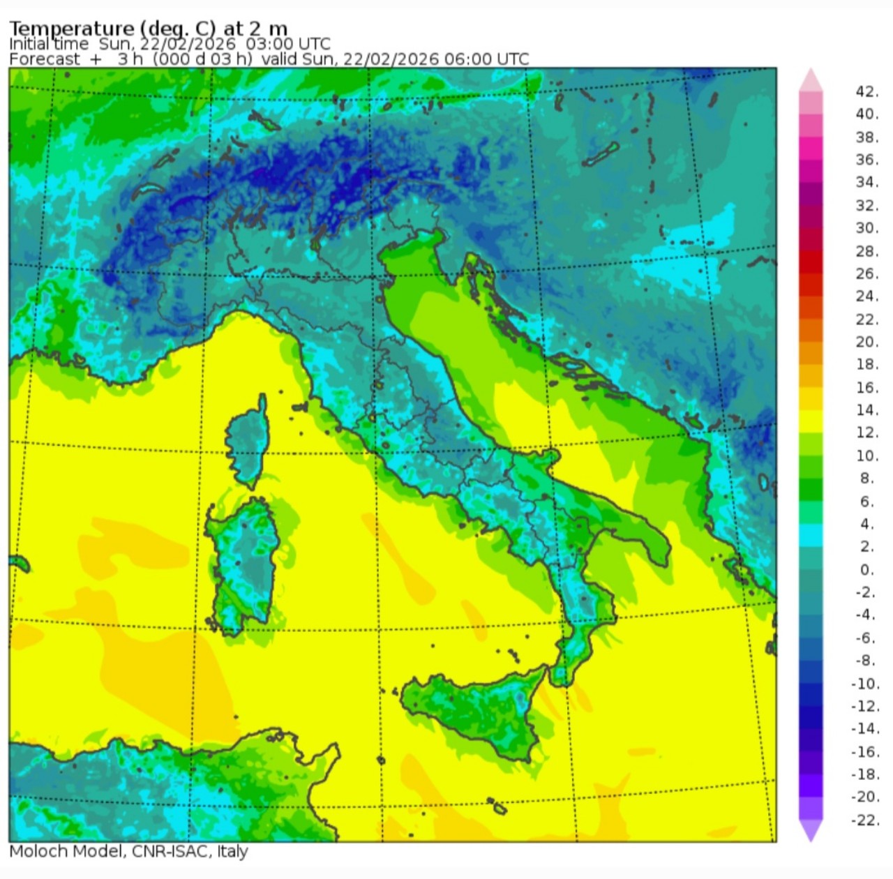 Temperature minime 22 febbraio 