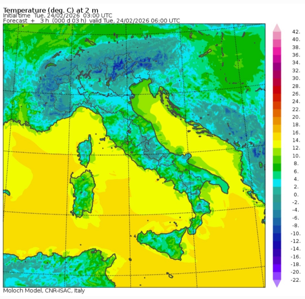 Temperature minime 24 febbraio