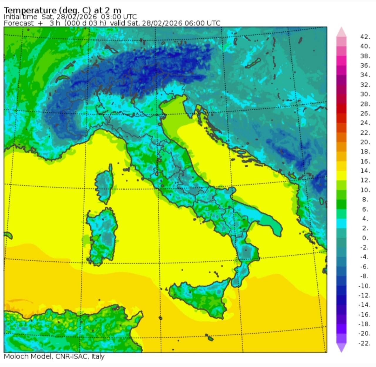 Temperature minime 28 febbraio 