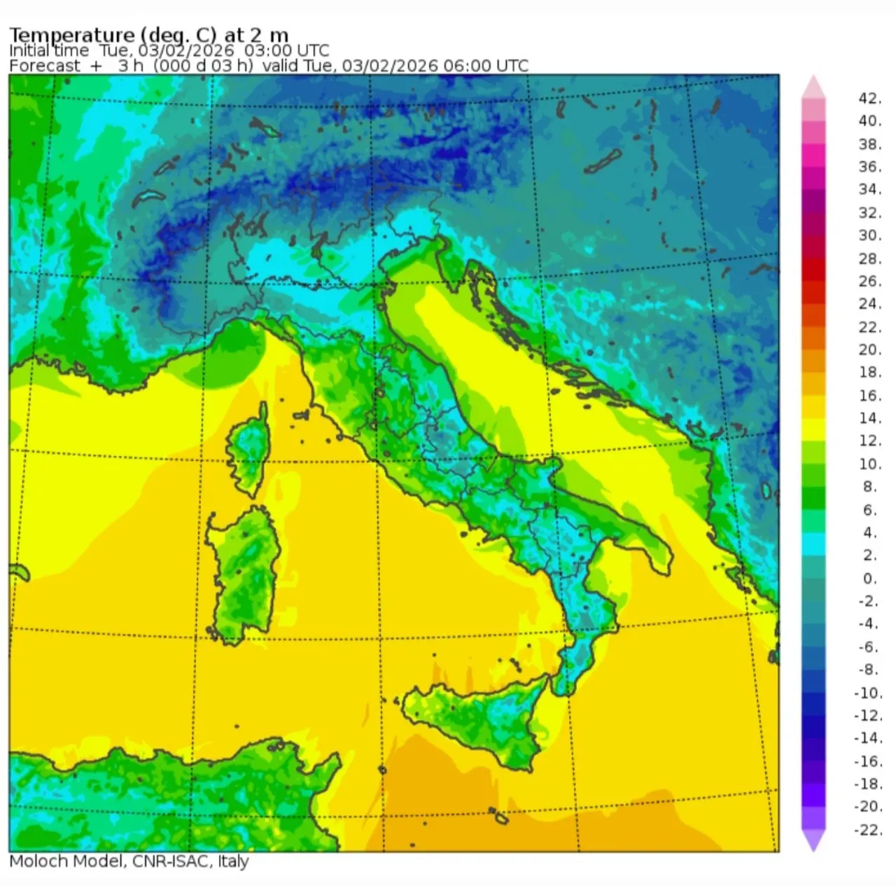 Temperature minime 3 febbraio 