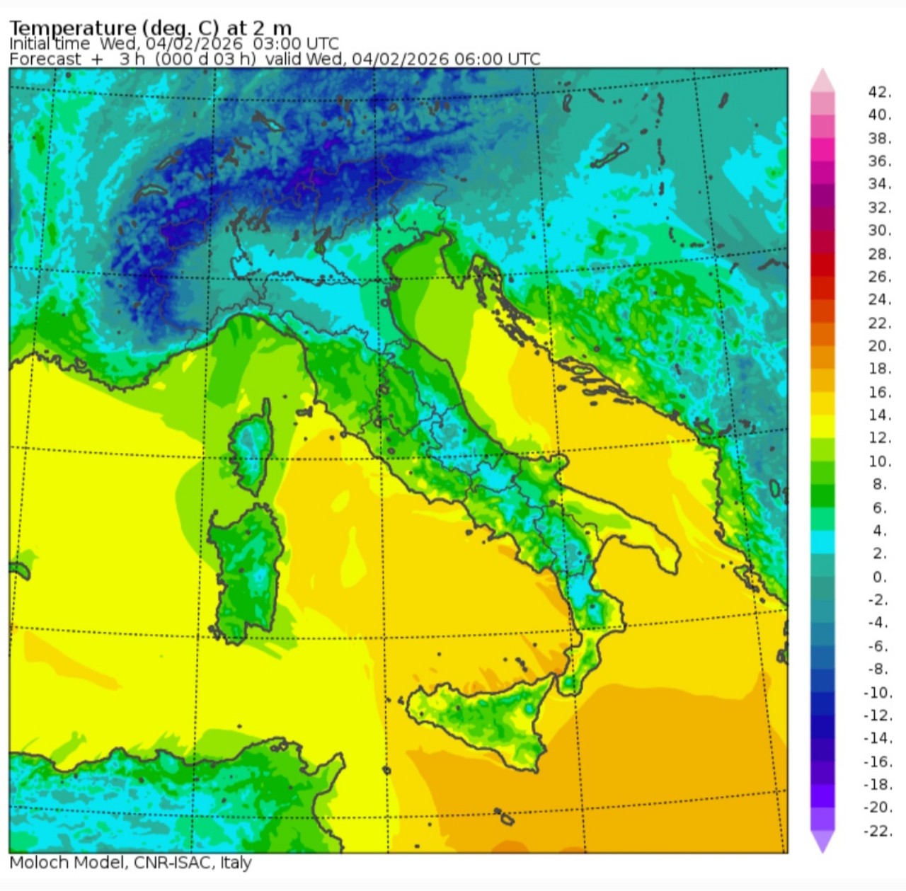 Temperature minime 4 febbraio 