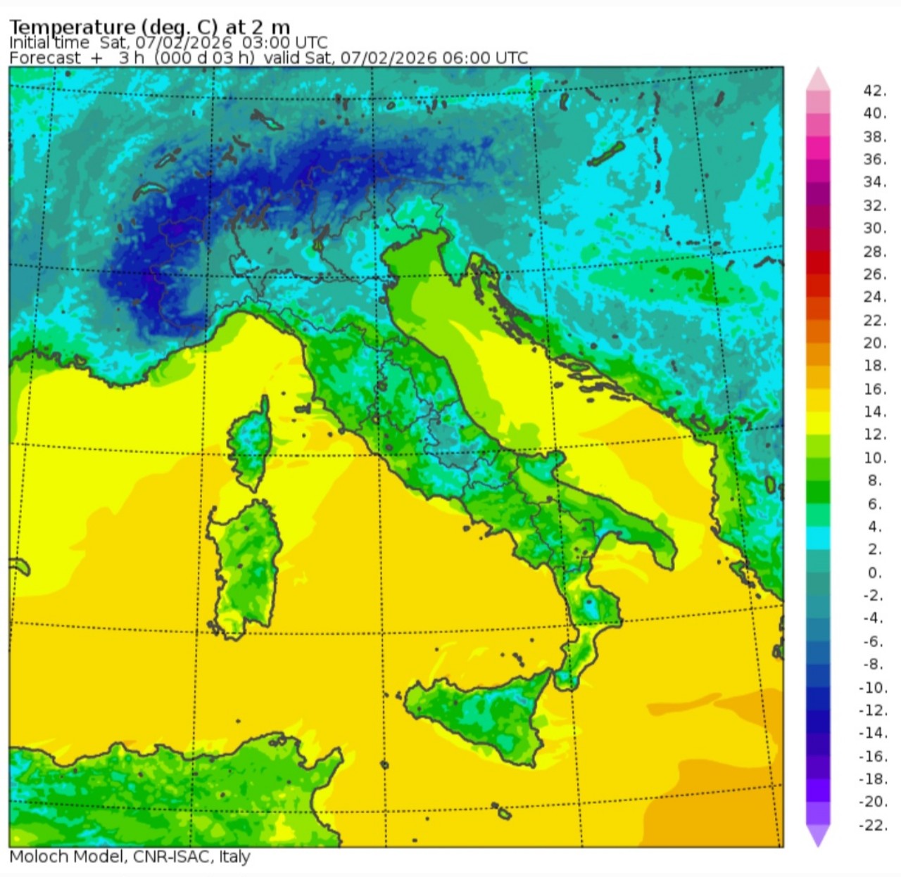 Temperature minime 7 febbraio 