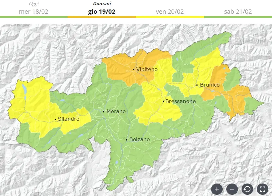allerta meteo alto adige 19 febbraio 